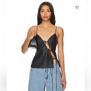 Black tank top with open front ties